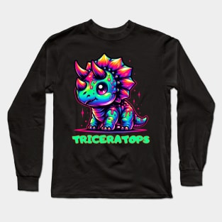 Triceratops Baby Dino Kawaii Cute Chibi Long Sleeve T-Shirt
